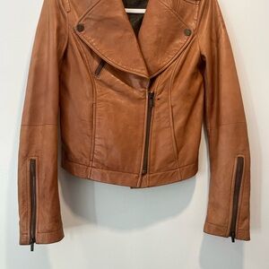 William Rast Brown Leather Jacket ladies size s